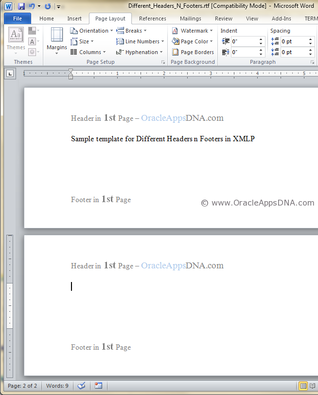 how to have different headers in word 2015